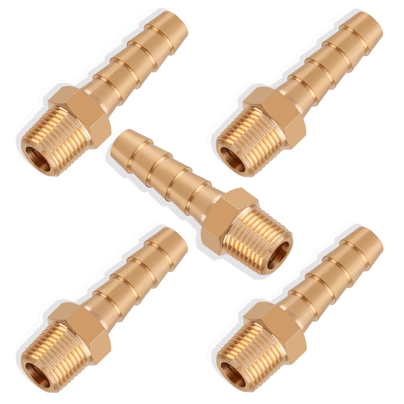 boeray موصلات خرطوم نحاسية Boeray 5 قطع 1/4 بوصة إلى 1/8 بوصة خيوط ذكر NPT موصلات خرطوم هواء محول موصلات خط مياه وقود هواء 1/4 بوصة × 1/8 بوصة موصلات نحاسية - Image 1